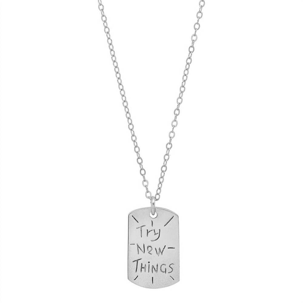 NEW JESSICA ELLIOT women's sterling "resolutions we can all keep" dogtags max ne